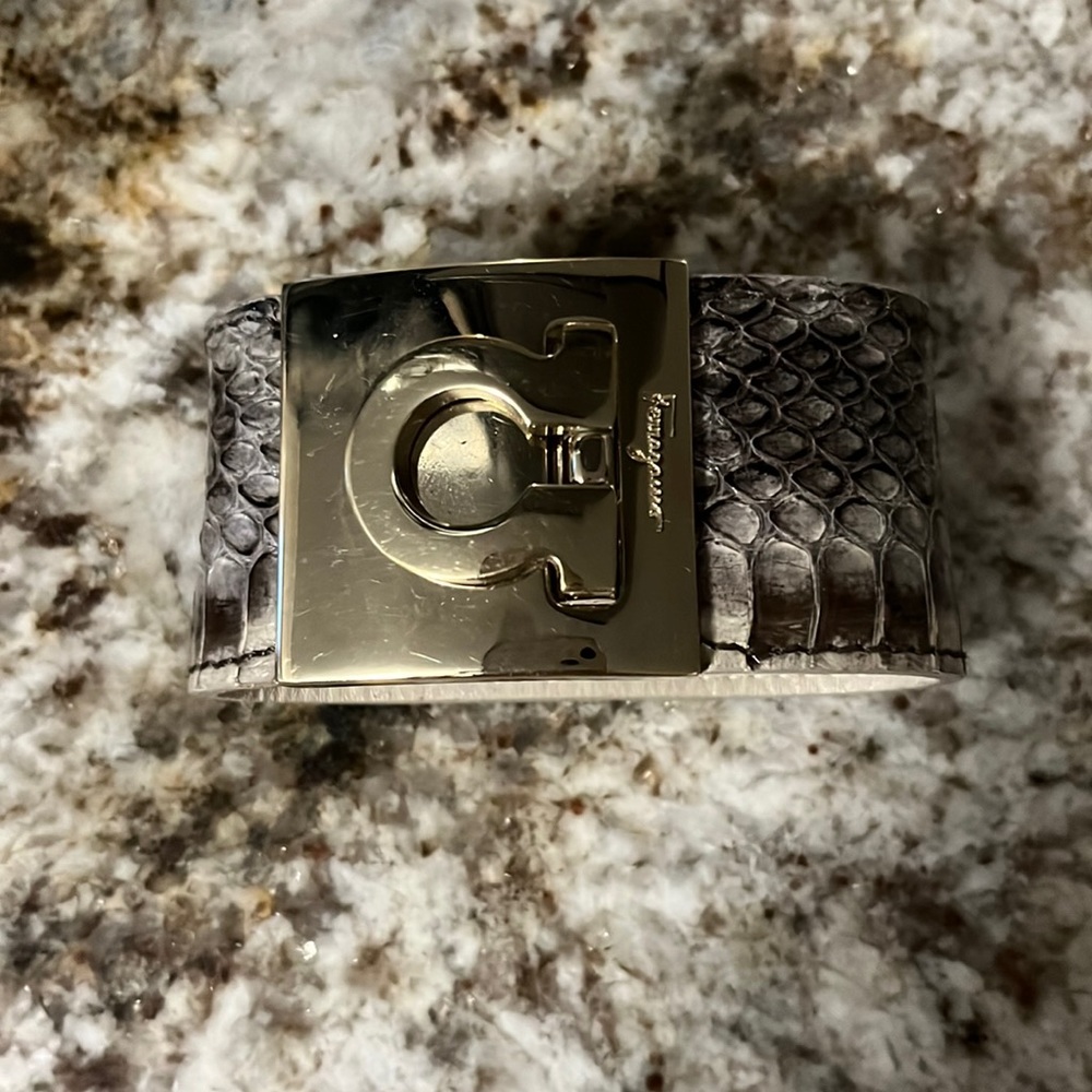 Authentic Ferragamo Wide Cuff Snakeskin Bracelet